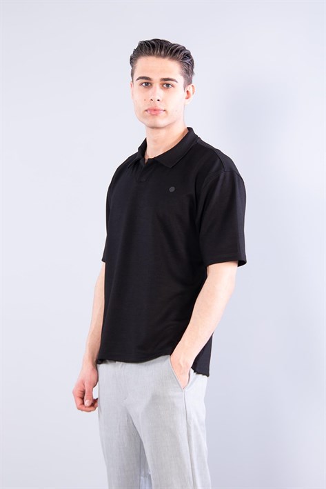 4029 Yakalı Düğmesiz Modal T-shirt