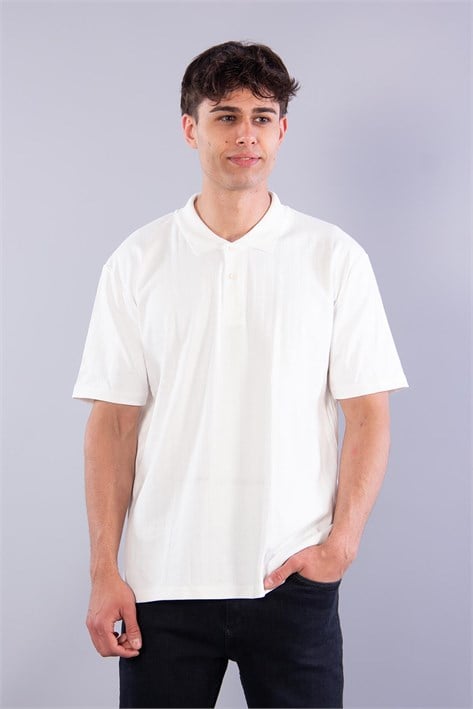 4051 Düğmeli Yakalı Kendinden Şeritli T-shirt