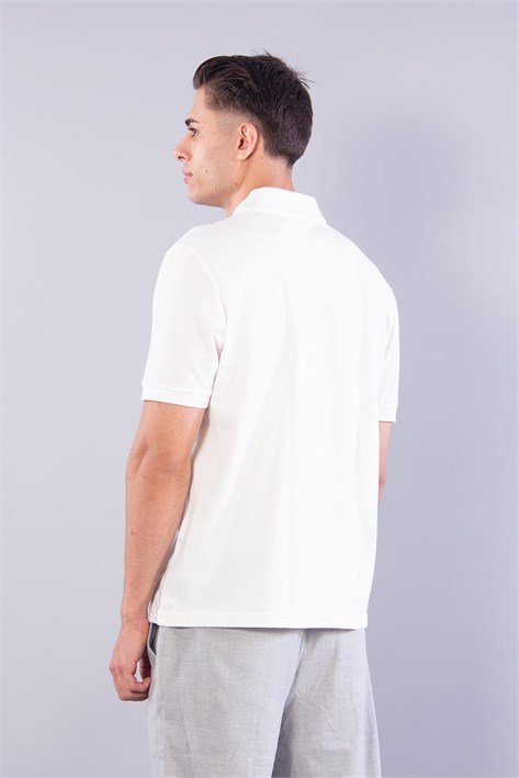 4069 Polo Yaka Fermuarlı Desenli Yaka T-shirt