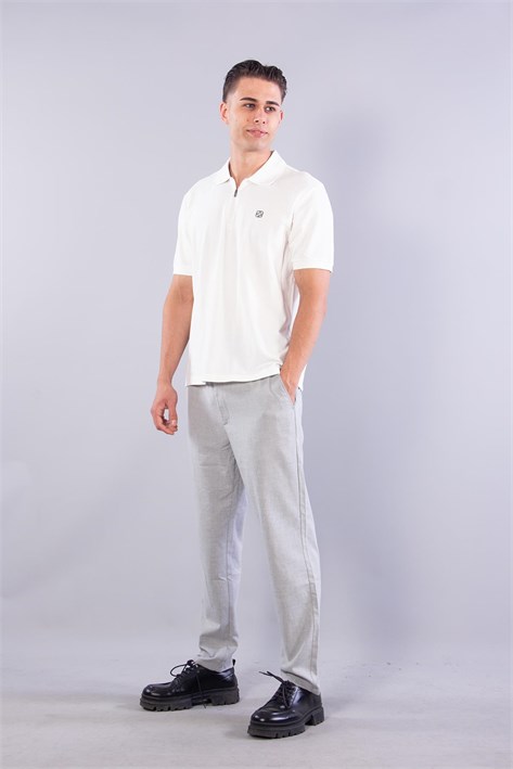 4069 Polo Yaka Fermuarlı Desenli Yaka T-shirt
