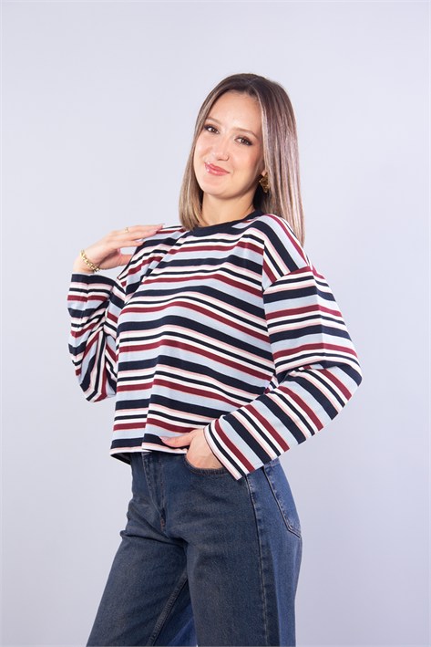 4468 O Yaka Çizgili Sweat