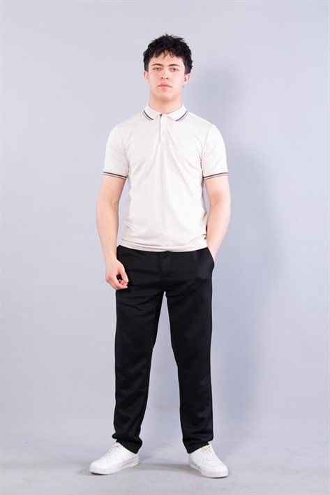 4623 Yakalı Çizgili Modal Kumaş T-shirt