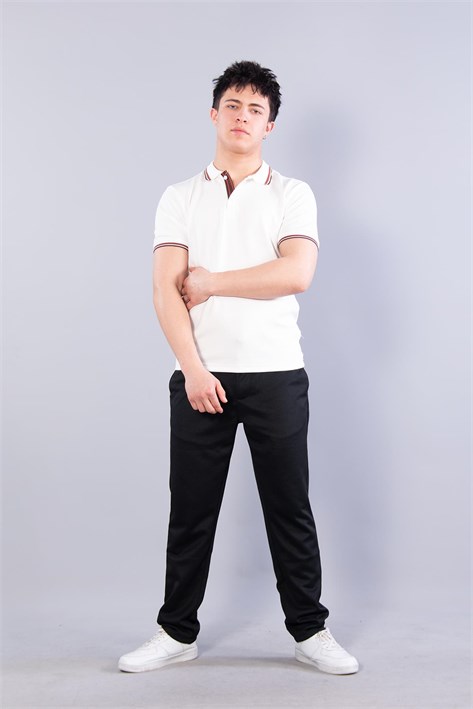 4623 Yakalı Çizgili Modal Kumaş T-shirt