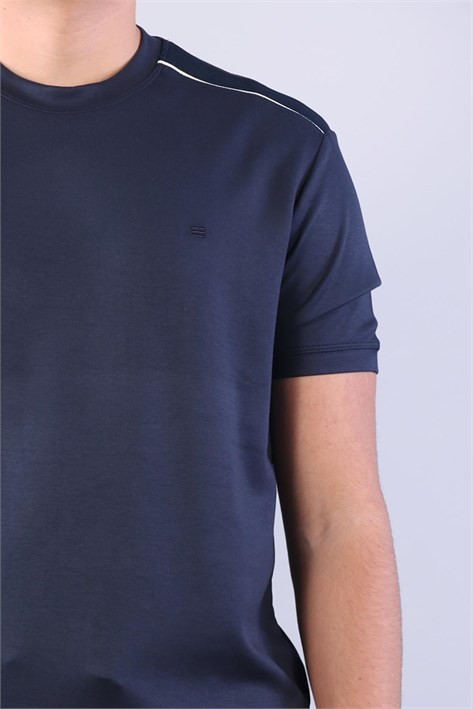 4625 Modal Kumaş Omuz Trikolu O Yaka T-shirt
