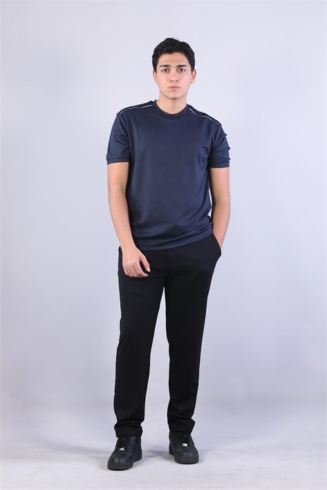 4625 Modal Kumaş Omuz Trikolu O Yaka T-shirt