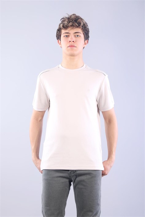 4625 Modal Kumaş Omuz Trikolu O Yaka T-shirt