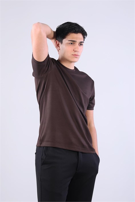 4625 Modal Kumaş Omuz Trikolu O Yaka T-shirt