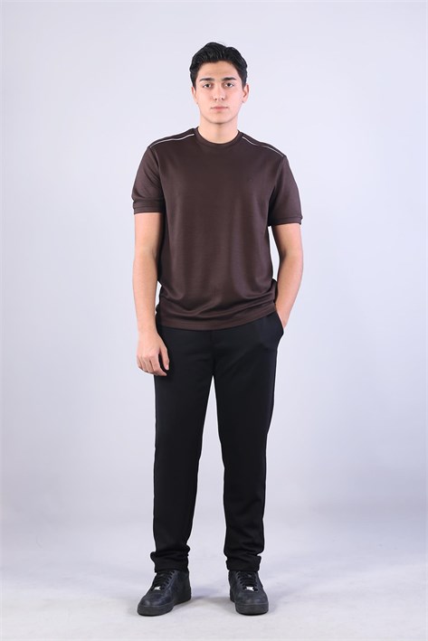 4625 Modal Kumaş Omuz Trikolu O Yaka T-shirt