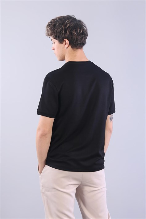 4625 Modal Kumaş Omuz Trikolu O Yaka T-shirt