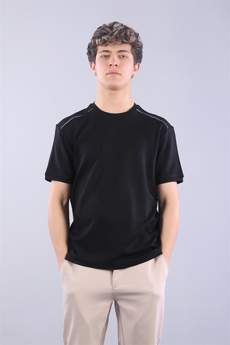 4625 Modal Kumaş Omuz Trikolu O Yaka T-shirt