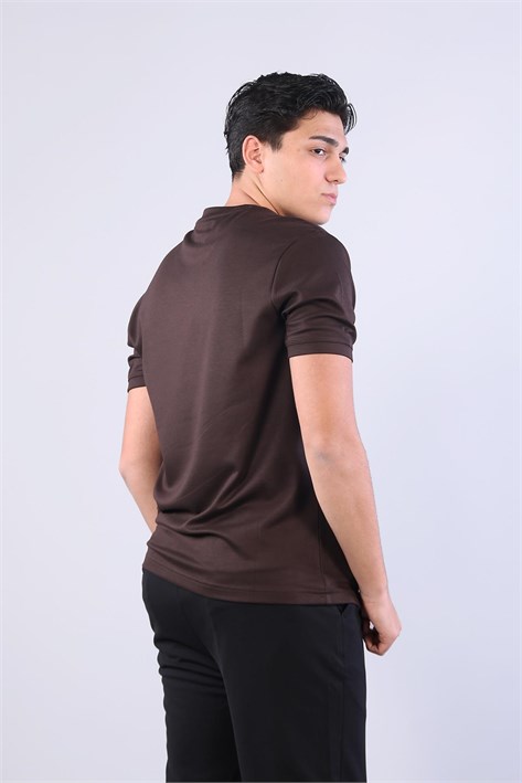 4625 Modal Kumaş Omuz Trikolu O Yaka T-shirt