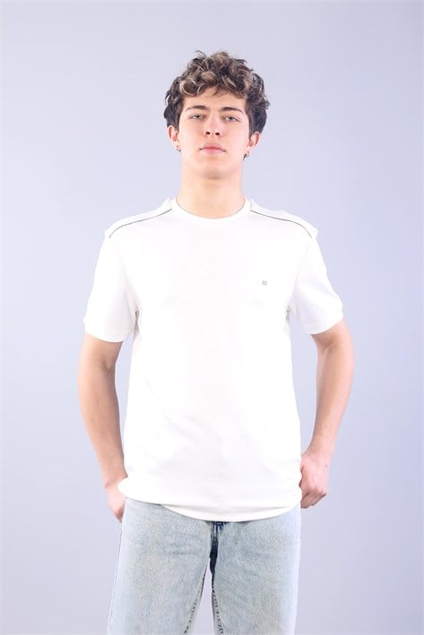 4625 Modal Kumaş Omuz Trikolu O Yaka T-shirt