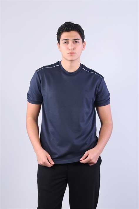 4625 Modal Kumaş Omuz Trikolu O Yaka T-shirt