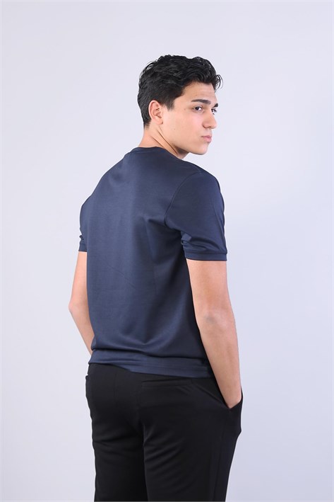 4625 Modal Kumaş Omuz Trikolu O Yaka T-shirt