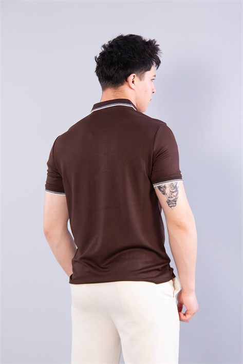 4662 Yakası Çizgili Modal T-shirt