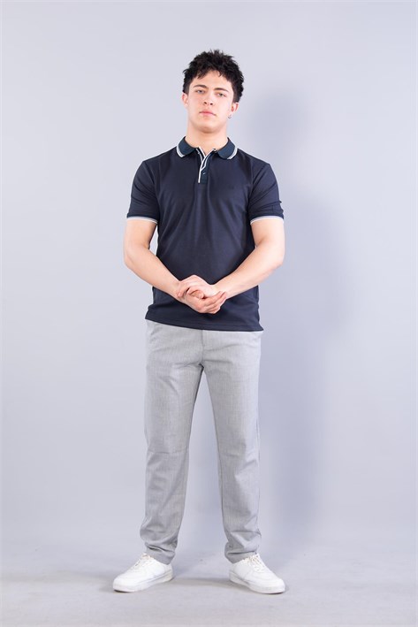 4662 Yakası Çizgili Modal T-shirt