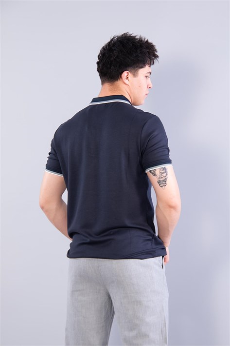 4662 Yakası Çizgili Modal T-shirt