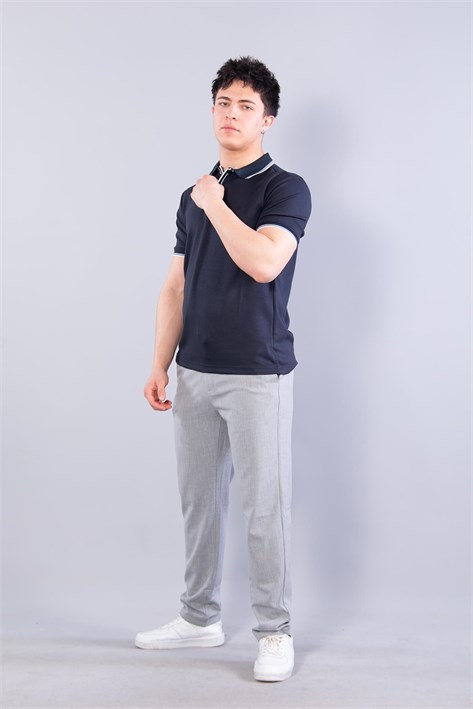 4662 Yakası Çizgili Modal T-shirt