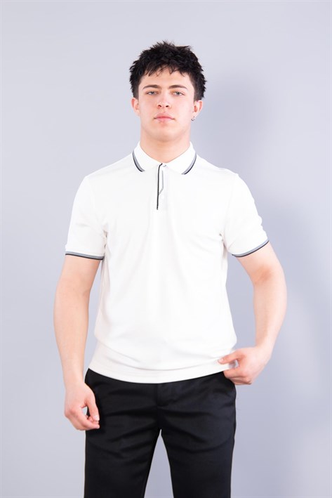 4662 Yakası Çizgili Modal T-shirt