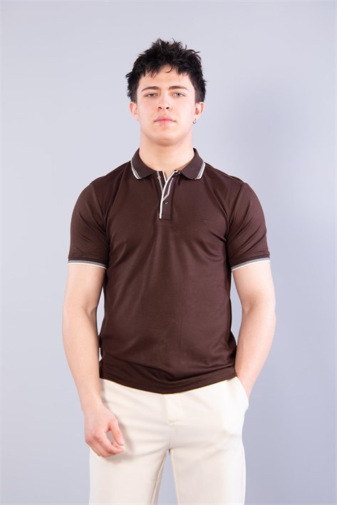 4662 Yakası Çizgili Modal T-shirt