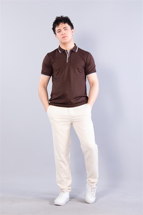 4662 Yakası Çizgili Modal T-shirt