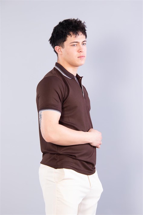 4662 Yakası Çizgili Modal T-shirt