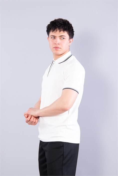 4662 Yakası Çizgili Modal T-shirt