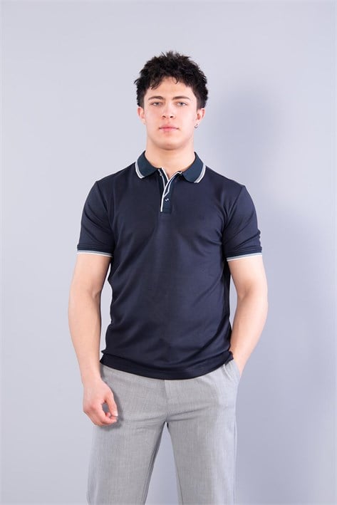 4662 Yakası Çizgili Modal T-shirt
