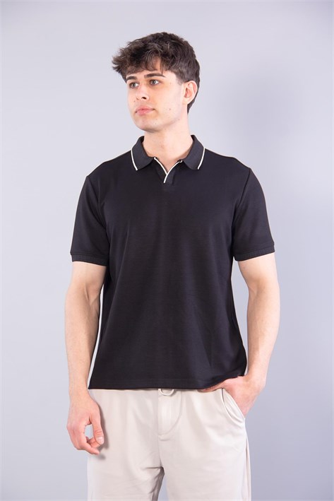 4666 Modal V Patlı Yaka Ucu Çizgili T-shirt