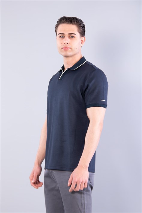 4666 Modal V Patlı Yaka Ucu Çizgili T-shirt