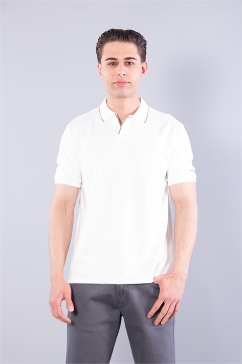 4666 Modal V Patlı Yaka Ucu Çizgili T-shirt