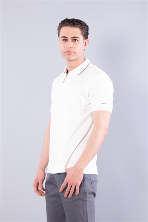 4666 Modal V Patlı Yaka Ucu Çizgili T-shirt