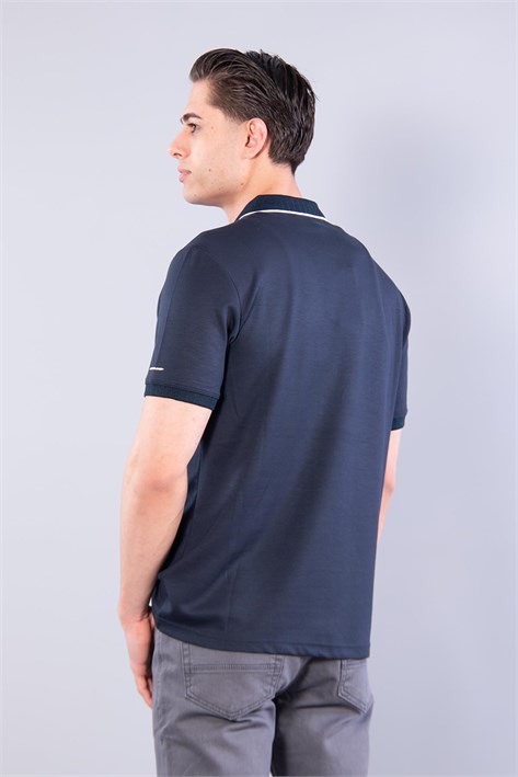 4666 Modal V Patlı Yaka Ucu Çizgili T-shirt