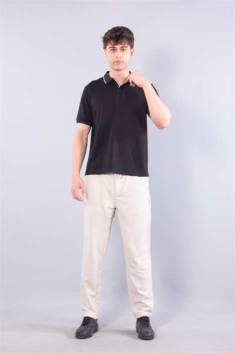 4666 Modal V Patlı Yaka Ucu Çizgili T-shirt