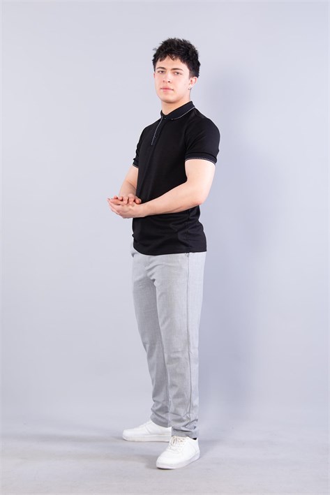 4668 Yaka Kol Ucu Noktalı Modal T-shirt
