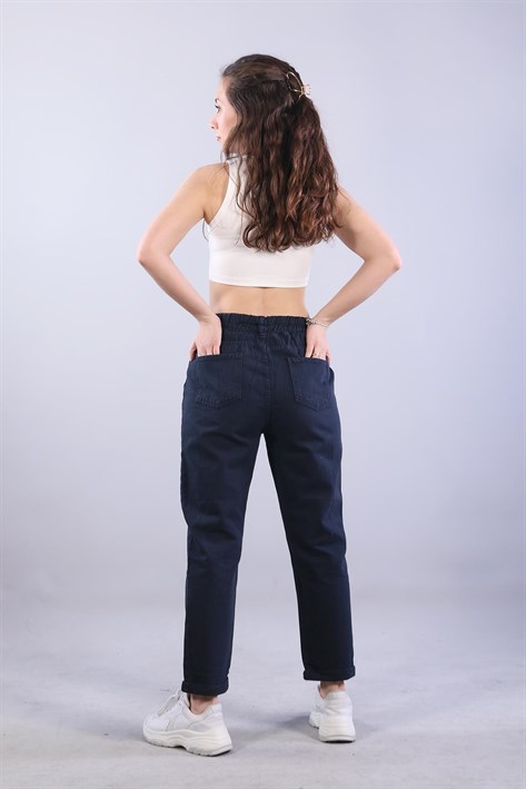 4924 Beli Lastikli Düğme Ayrıntılı Pantolon