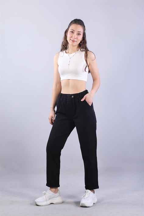 4924 Beli Lastikli Düğme Ayrıntılı Pantolon