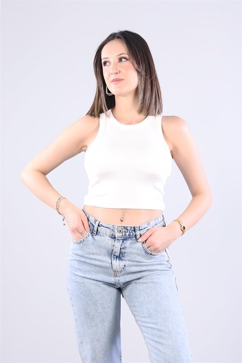 5044 Geniş Biyeli Kaplı Modal Atlet