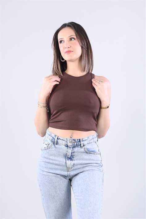 5044 Geniş Biyeli Kaplı Modal Atlet