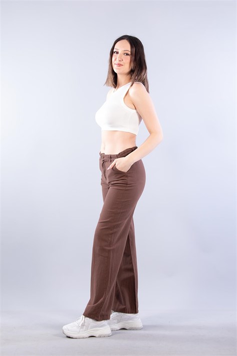 5219 (6230) Beli Süs İpli Pol Paça Pantolon