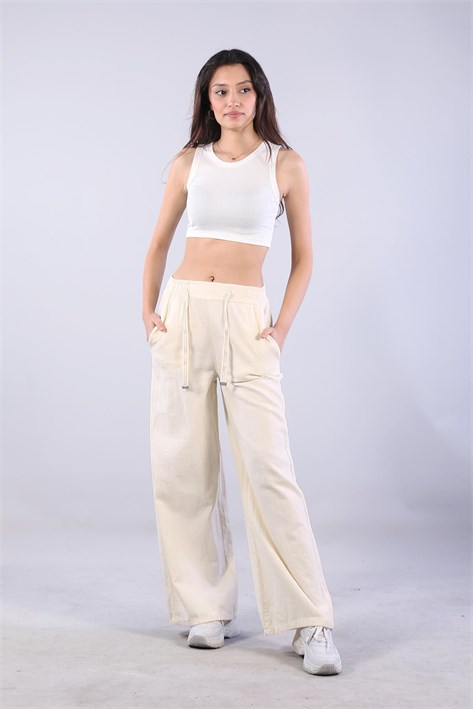 5219 (6230) Beli Süs İpli Pol Paça Pantolon