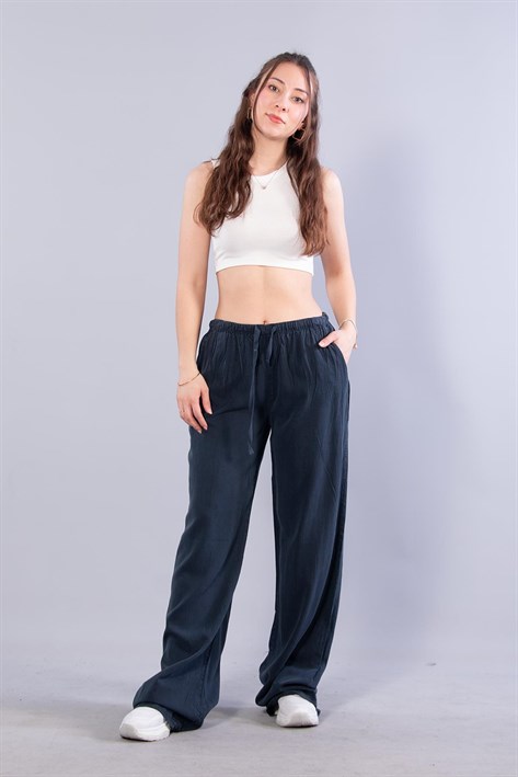 5424 Cepli Beli Lastikli Salaş Pantolon