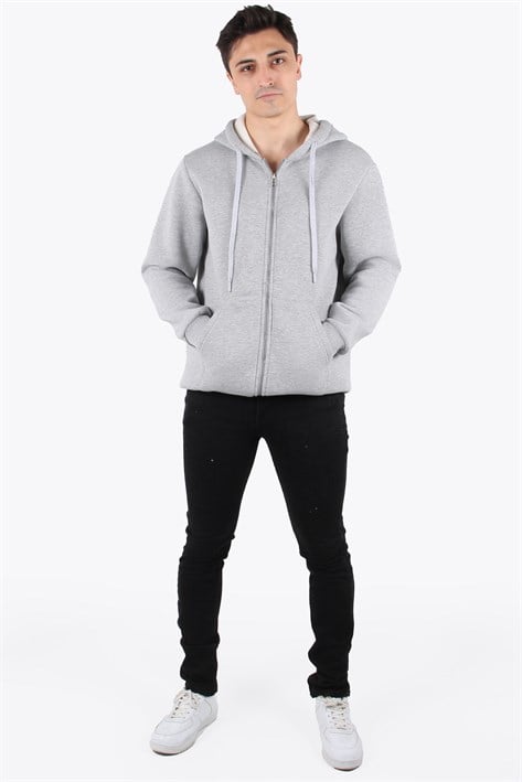 Sweatmckanzie5487 Fermuarlı Kapşonlu Kanguru Cep 3 İplik Şardonlu Sweatkadınerkek