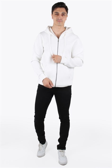 Sweatmckanzie5487 Fermuarlı Kapşonlu Kanguru Cep 3 İplik Şardonlu Sweatkadınerkek