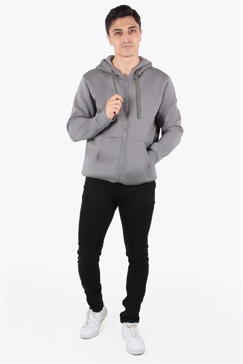 Sweatmckanzie5487 Fermuarlı Kapşonlu Kanguru Cep 3 İplik Şardonlu Sweatkadınerkek