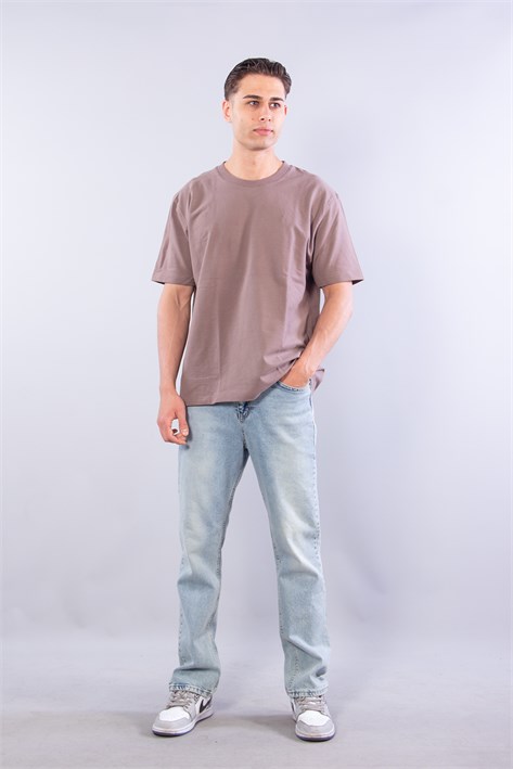 5930 Fırçalı İki İplik O Yaka T-shirt