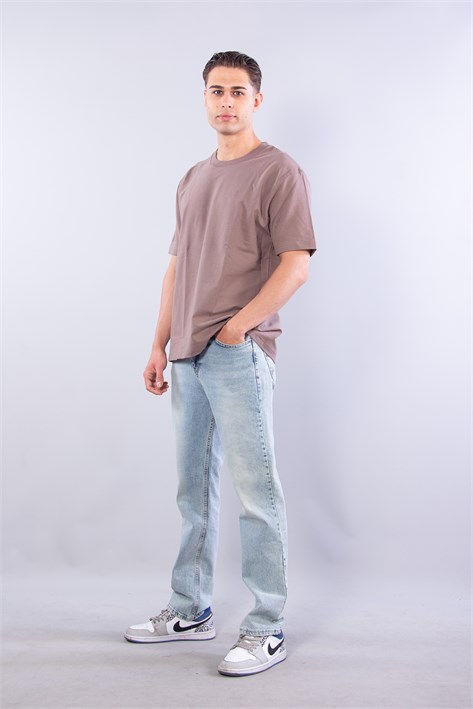 5930 Fırçalı İki İplik O Yaka T-shirt