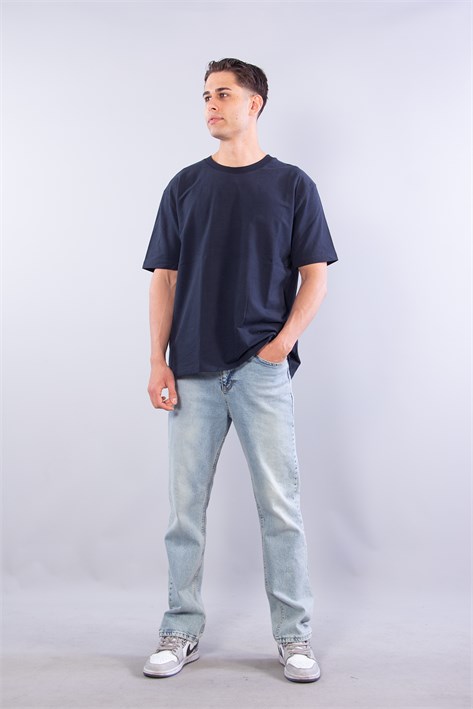 5930 Fırçalı İki İplik O Yaka T-shirt