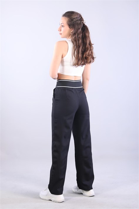 6521 (N-2113) Çizgili Lastikli Bol Paça Double Pantlon