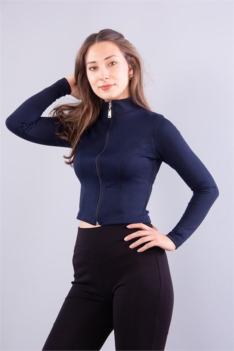 6635 (N-2283) Fermuarlı Dik Yaka Modal Sweat